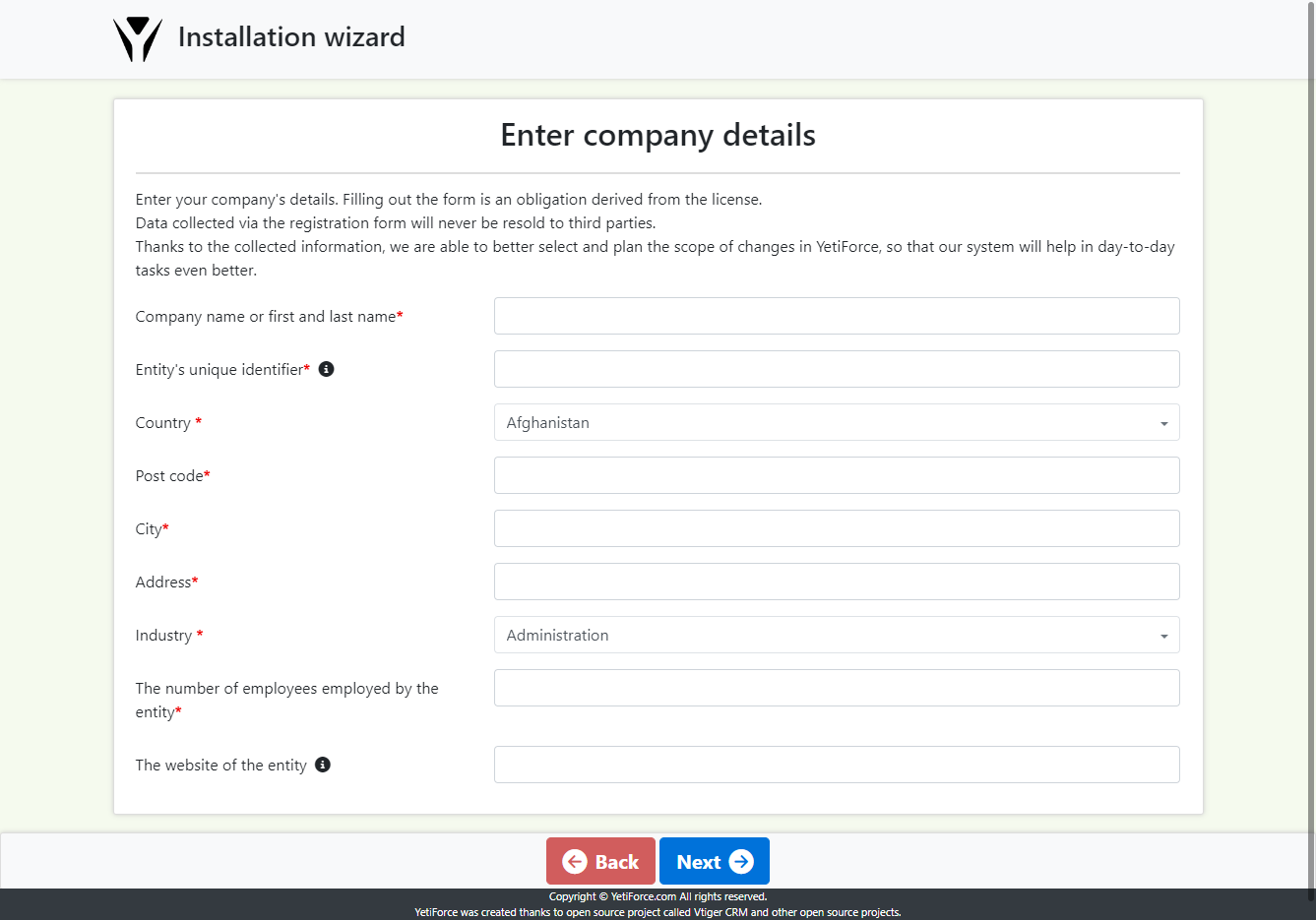 Yetiforce Company details